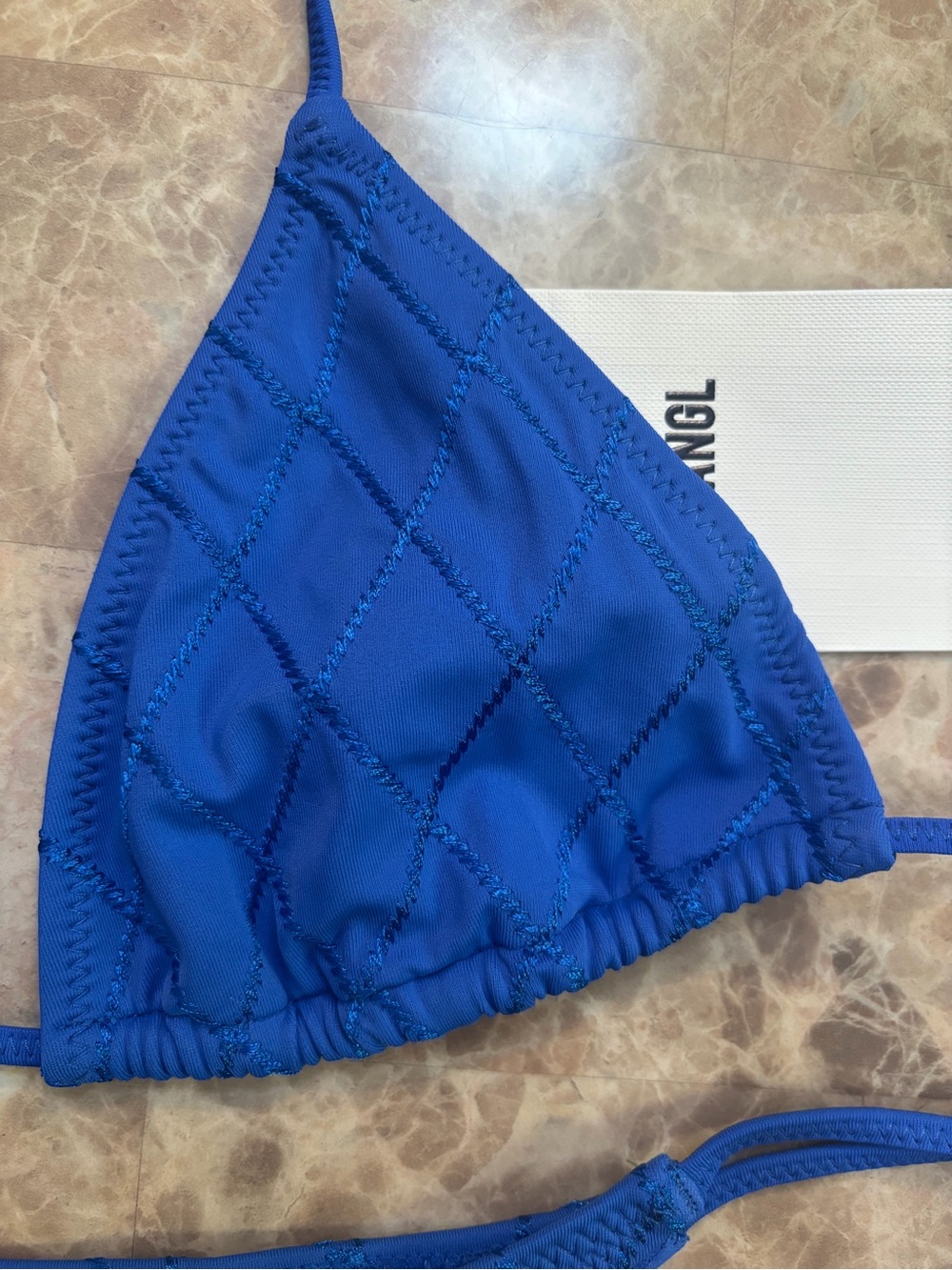 triangl swimwear Quilted Triangle String Bikini Set - Blue - Picture 4 of 5
